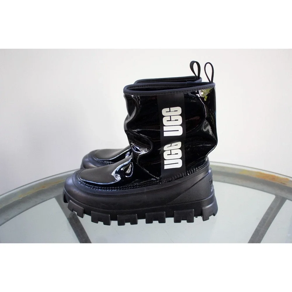 UGG BLACK CLASSIC BRELLAH MINI WATERPROOF RAIN BOOTS, WOMEN US 6/ EUR 37